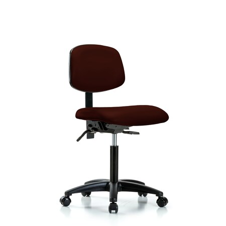 Chair, Vinyl, Med Bench, Casters, Burg, No Arms, 22