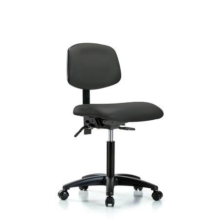 Chair, Vinyl, Med Bench, Casters, Gry, No Arms, 22