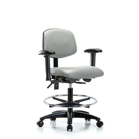 Chair, Vinyl, Med Bench, AA CF Casters, Dov, 6-Way Adjustable, 22