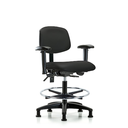Chair, Vinyl, Med Bench, AA CF Glides, Blk, 6-Way Adjustable, 22