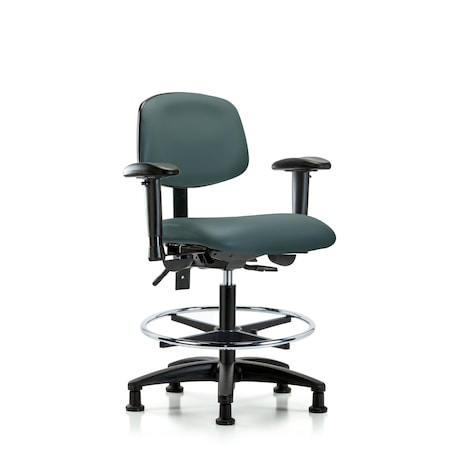 Chair, Vinyl, Med Bench, AA CF Glides, Blu, 6-Way Adjustable, 22