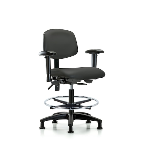 Chair, Vinyl, Med Bench, AA CF Glides, Gry, 6-Way Adjustable, 22