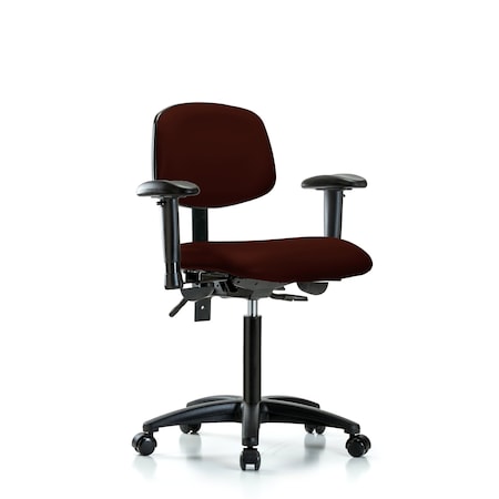 Chair, Vinyl, Med Bench, AA Casters, Burg, 6-Way Adjustable, 22