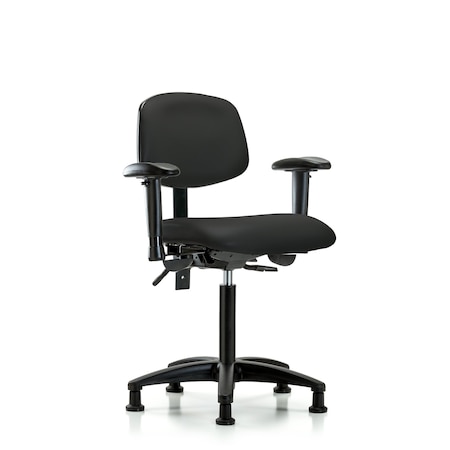 Chair, Vinyl, Med Bench, AA Glides, Blk, 6-Way Adjustable, 22