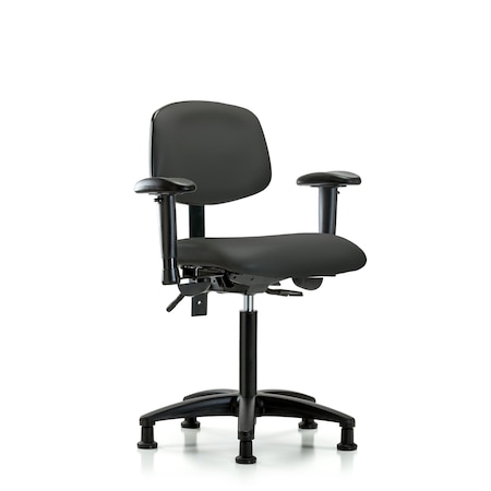 Chair, Vinyl, Med Bench, AA Glides, Gry, 6-Way Adjustable, 22