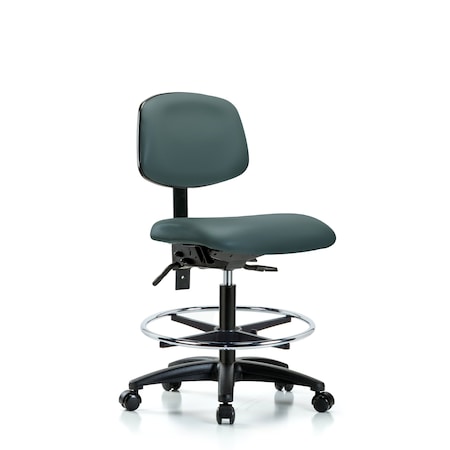 Chair, Vin, Med Bench, Tilt CF Casters, Blu, No Arms, 22