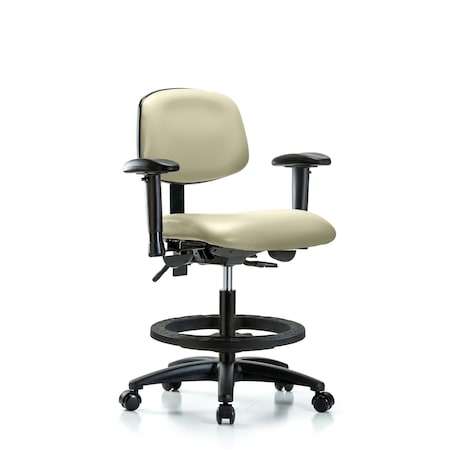 Chair, Vin, Med Bench, Tilt AA BF Cast, Wht, 6-Way Adjustable, 22