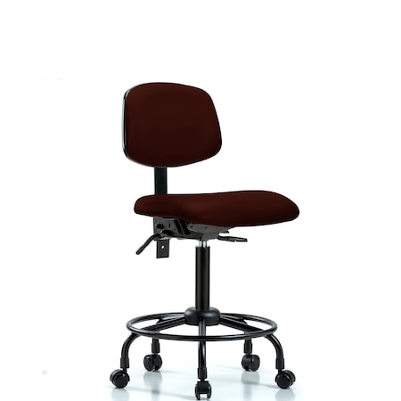 Bench Chair, Vinyl, RT, Casters, Burg, No Arms, 22