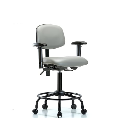 Bench Chair, Vinyl, RT, AA, Casters, Dov, 6-Way Adjustable, 23