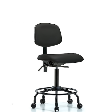 Bench Chair, Viniyl, RT Tilt, Casters, BLK, No Arms, 22