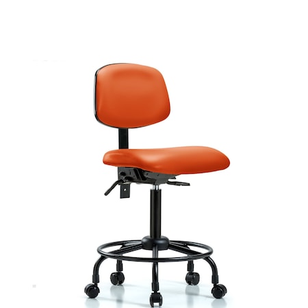 Bench Chair, Viniyl, RT Tilt, Casters, Org, No Arms, 22