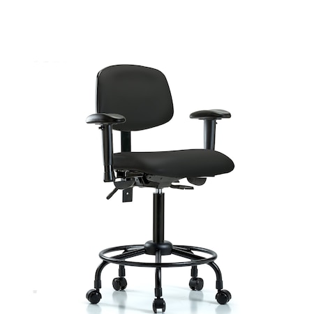 Bench Chair, RT Tilt, AA Cast, Vinyl, BLK, 6-Way Adjustable, 22