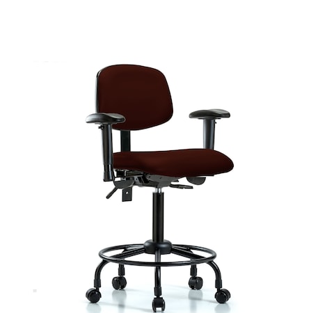 Bench Chair, RT Tilt, AA Cast, Vinyl, Burg, 6-Way Adjustable, 22