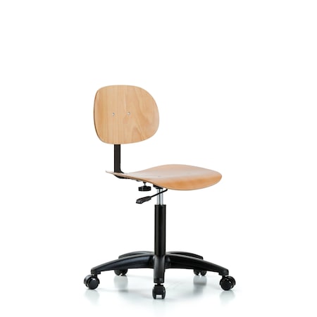 Chair, Wood, Med Bench, Casters, Wood, 17-1/2