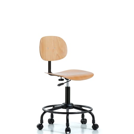 Chair, Wood, Med Bench, RT Casters, Wood, 19-1/2