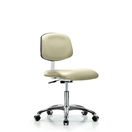 Clean Room Chair Desk Chair, Vinyl, Chrm, Casters, Wht, CL10, 18