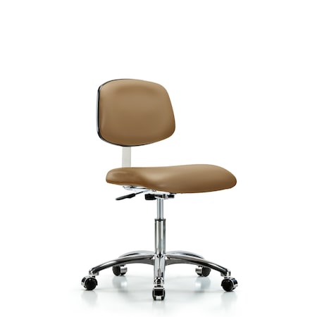 Clean Room Chair Desk Chair, Vinyl, Chrm, Casters, Taupe, CL10, 18