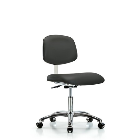 Clean Room Chair Desk Chair, Vinyl, Chrm, Casters, Gry, CL10, 18