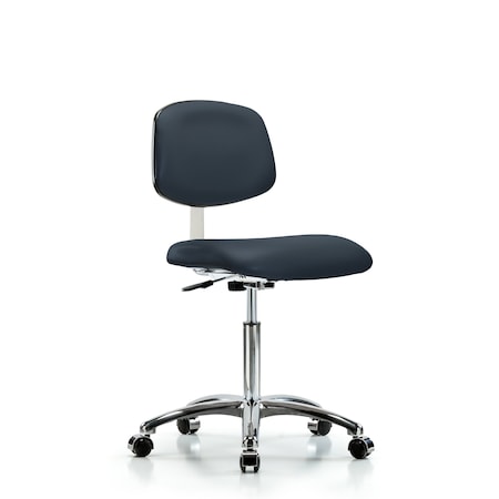 Clean Room Chair Med Ben Chair, Vin, Chrm, Casters, Nvy, CL10, 22