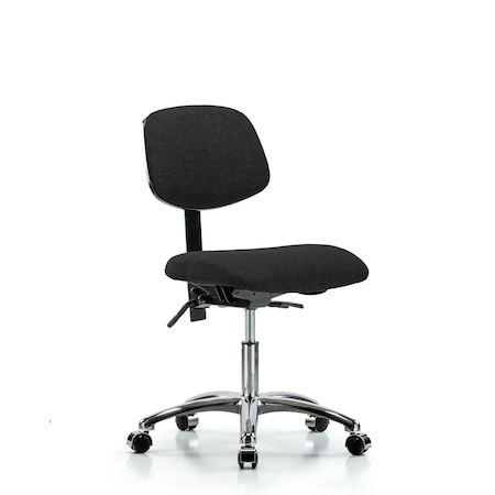 Desk Chair Desk Chair, Fabric, Chrome Casters, Blk, No Arms, 19