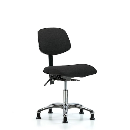 Desk Chair Desk Chair, Fabric, Chrome Glides, Blk, No Arms, 19