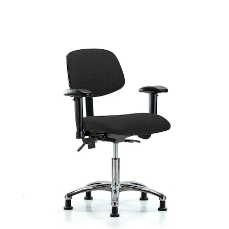 Desk Chair Desk Chair, Fabric, Chrome AA Glides, Blk, Adjustable Arms, 19