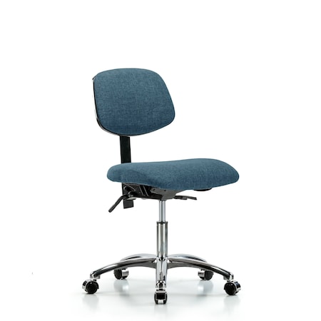 Desk Chair Desk Chair, Fabric, Chr Tilt Casters, Blu, No Arms, 19