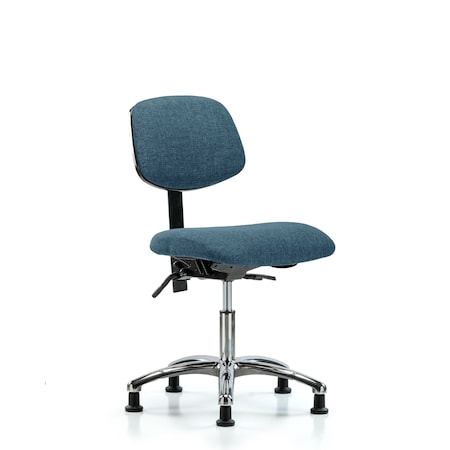 Desk Chair Desk Chair, Fabric, Chrome Tilt Glides, Blu, No Arms, 19