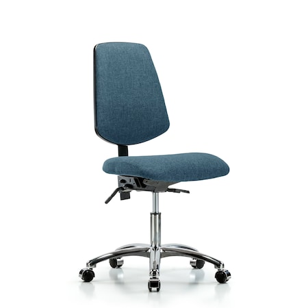Desk Chair Fab Desk Chair, Med, Bk, Chrm, Casters, Blu, No Arms, 19
