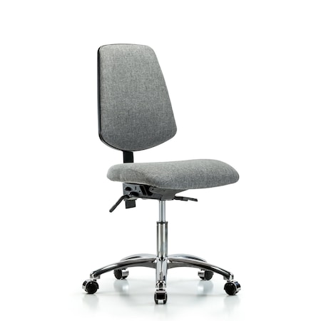 Desk Chair Fab Desk Chair, Med, Bk, Chrm, Casters, Gry, No Arms, 19