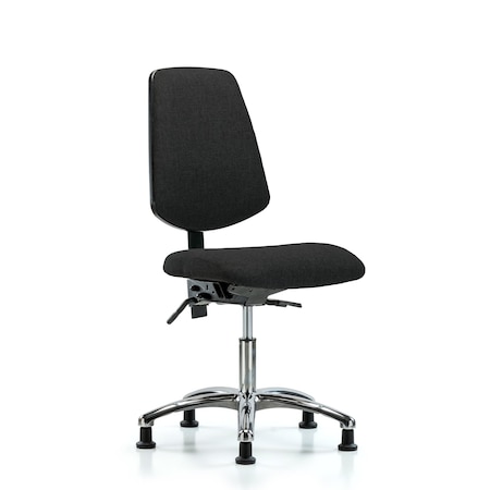 Desk Chair Fab Desk Chair, Med, Bk, Chrm, Glides, Blk, No Arms, 19