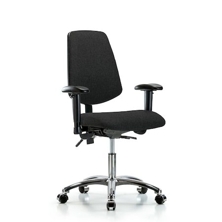 Desk Chair Fab Desk Chair, Med, Bk, Chrm, AA, Cast, Blk, Adjustable Arms, 19