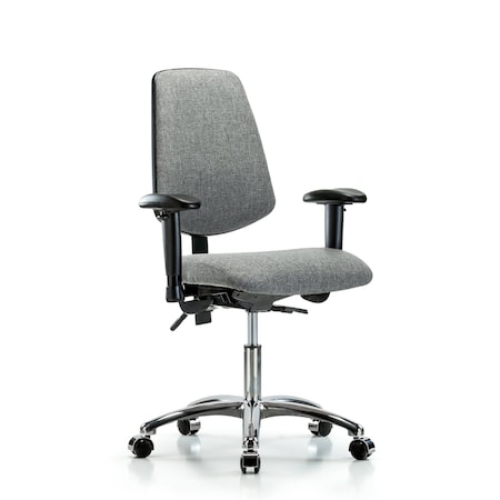 Desk Chair Fab Desk Chair, Med, Bk, Chrm, AA, Cast, Gry, Adjustable Arms, 19