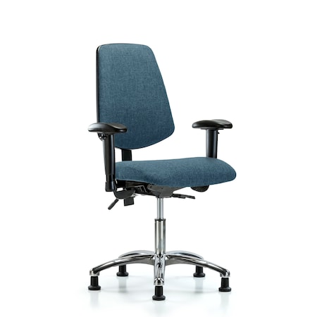 Desk Chair Fab Desk Chair, Med, Bk, Chrm, AA, Glds, Blu, Adjustable Arms, 19