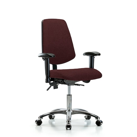 Desk Chair Fab Desk Chair, Med, Bk, Cast, Bur, Adjustable Arms, 19