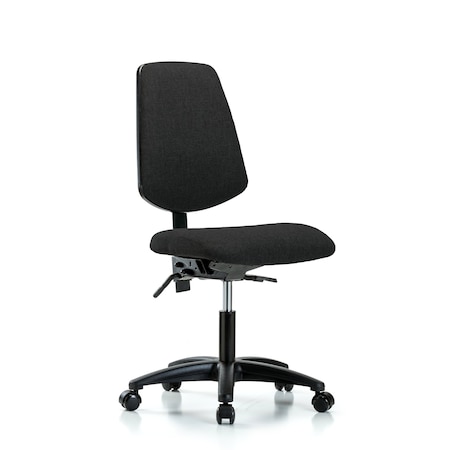 Desk Chair Fabric Desk Chair, Med, Bk, Casters, Blk, No Arms, 19