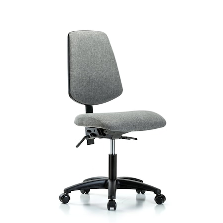 Desk Chair Fabric Desk Chair, Med, Bk, Casters, Gry, No Arms, 19