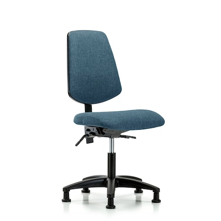 Desk Chair Fabric Desk Chair, Med, Bk, Glides, Blu, No Arms, 19