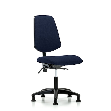 Desk Chair Fabric Desk Chair, Med, Bk, Glides, Navy, No Arms, 19