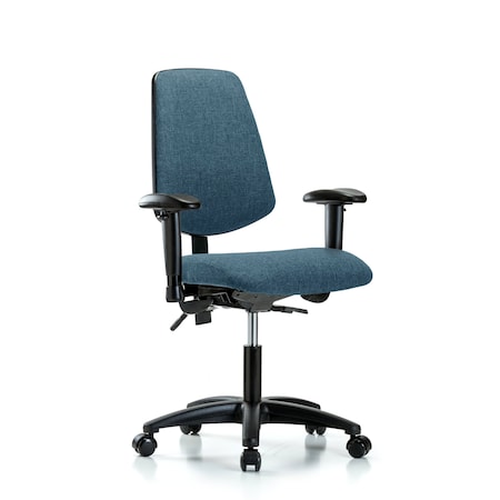 Desk Chair Fab Desk Chair, Med, Bk, AA, Casters, Blu, Adjustable Arms, 19