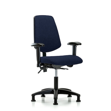 Desk Chair Fab Desk Chair, Med, Bk, AA, Glides, Navy, Adjustable Arms, 19