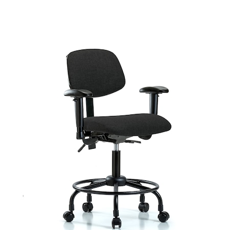 Desk Chair Desk Chair, Fabric, RT Tilt AA Casters, Blk, Adjustable Arms, 21