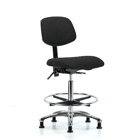High Bench Chair Chair, Fab, Hi Ben, Chr Tilt CF Glides, Blk, No Arms, 26