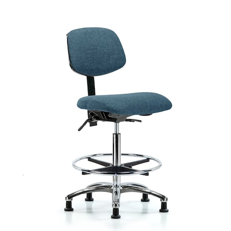High Bench Chair Chair, Fab, Hi Ben, Chr Tilt CF Glides, Blu, No Arms, 26