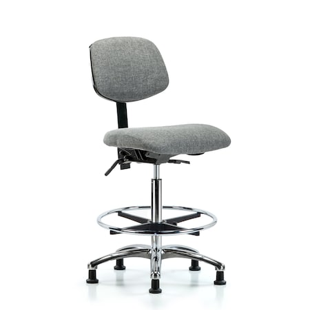 High Bench Chair Chair, Fab, Hi Ben, Chr Tilt CF Glides, Gry, No Arms, 26