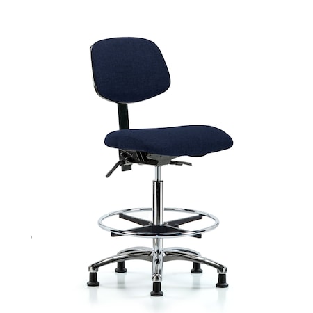 High Bench Chair Chair, Fab, Hi Ben, Chr Tilt CF Glides, Nav, No Arms, 26