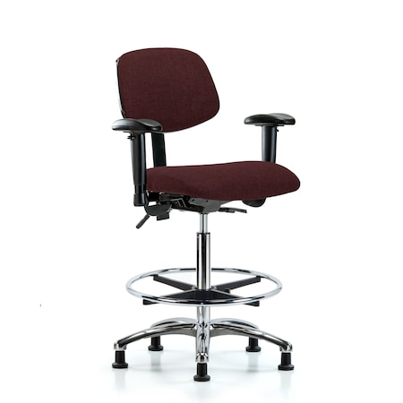 High Bench Chair Chair, Fab, Hi Ben, Chr Tilt AA CF Gld, Bur, Adjustable Arms, 26