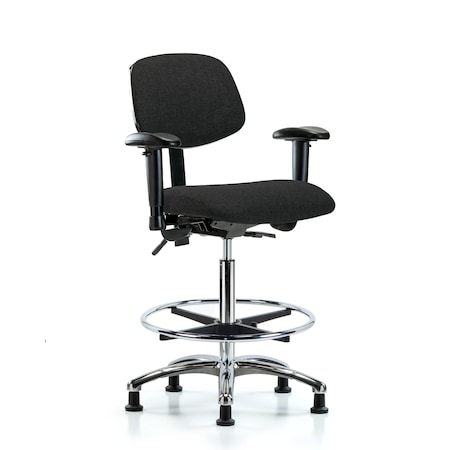 High Bench Chair Chair, Fab, Hi Ben, Chr Tilt AA CF Gld, Blk, Adjustable Arms, 26