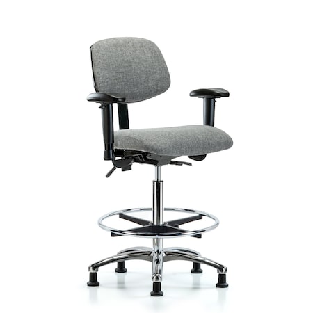 High Bench Chair Chair, Fab, Hi Ben, Chr Tilt AA CF Gld, Gry, Adjustable Arms, 26