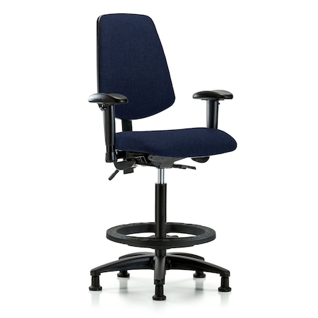 High Bench Chair Fab Hi Ben Chair, Med, Bk, AA BF, Glds, Navy, Adjustable Arms, 26